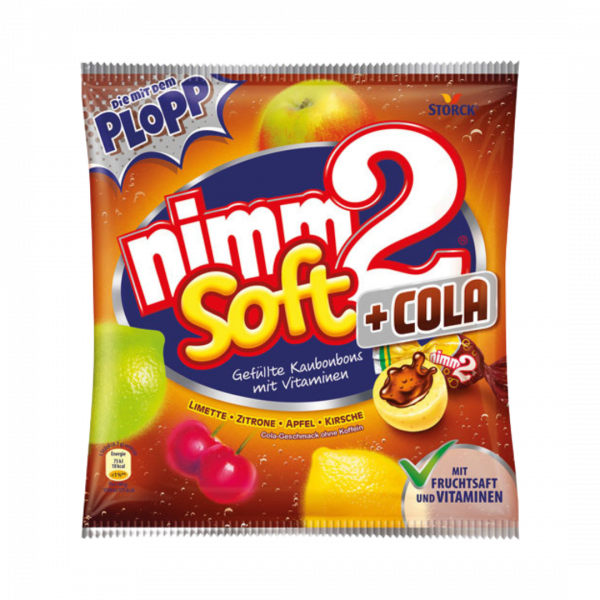 nimm2 Soft +Cola, gefüllte Kaubonbons mit Vitaminen, 195g